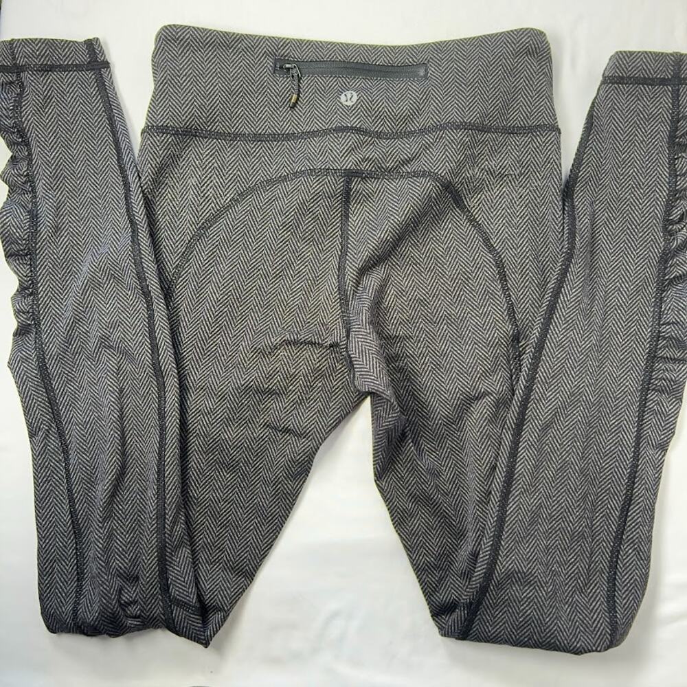Lululemon Speed Tight IV Giant Herringbone Black Heathered Black Women's 6
